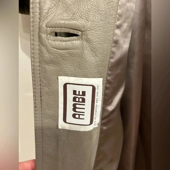 VTG AMBE GENUINE LEATHER BELTED STATEMENT TRENCH COAT S/M - Picture 7 of 11